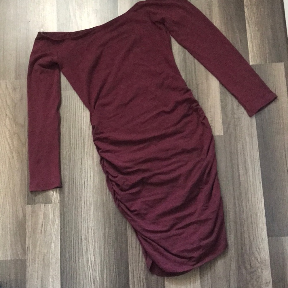 Off Shoulder Burgundy Dress